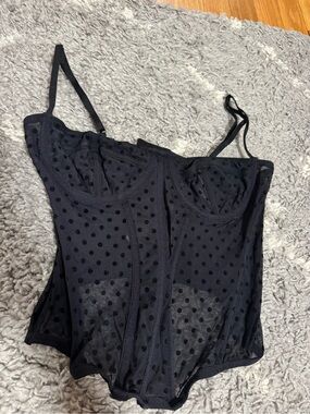 Urban Outfitters Black Polka Dot Sheer Bustier Slip NEVER WORN